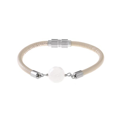 White Love - Nude Leather & White Quartz Bracelet