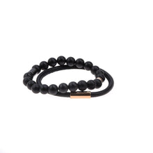 Load image into Gallery viewer, Metro Collection - Black Leather &amp; Matt Onyx Stone Bracelets
