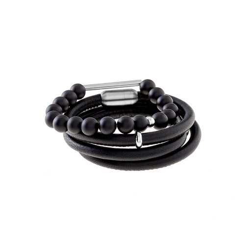 Black Moon - Black Leather & Onyx Bracelets