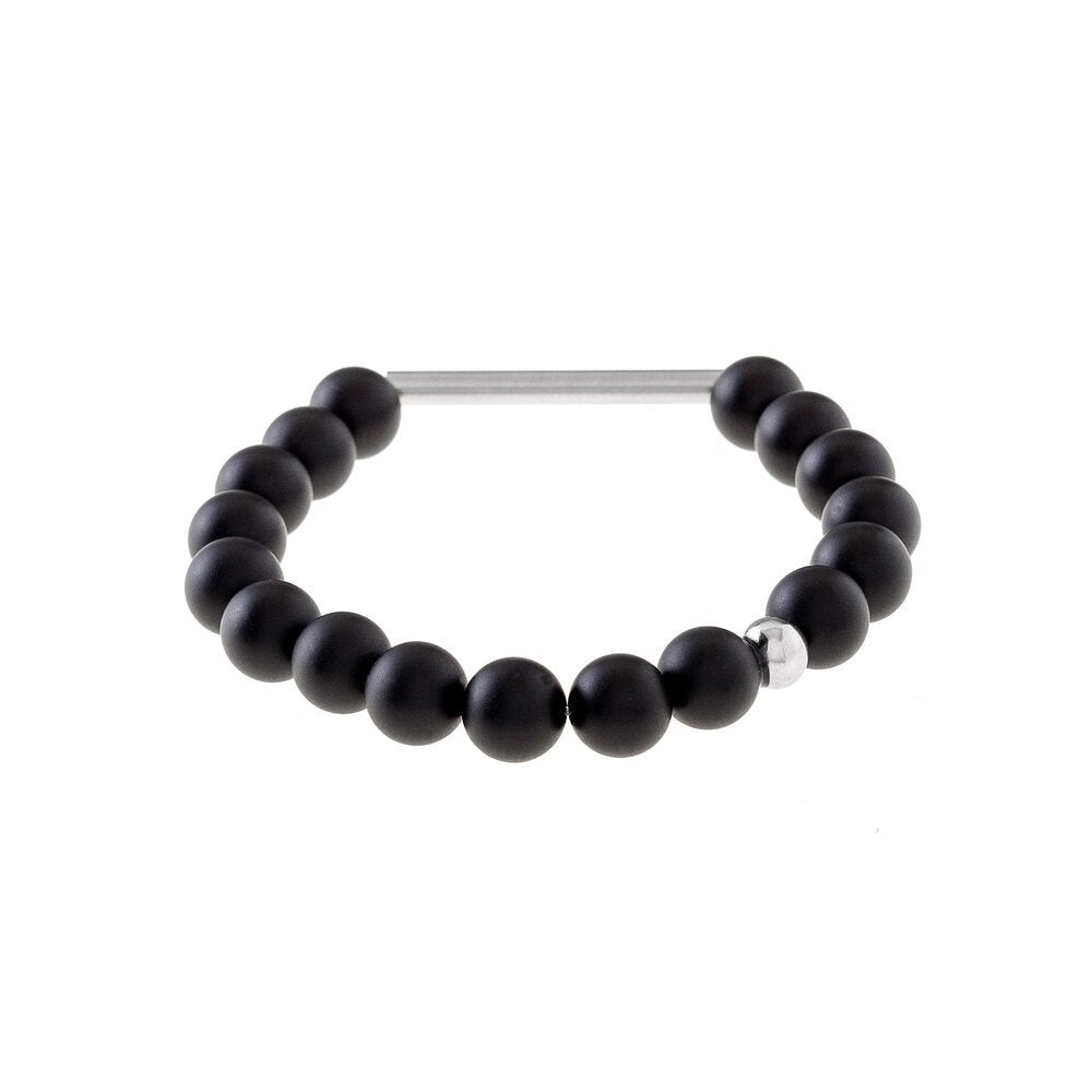 Black Moon - Black Leather & Onyx Bracelets