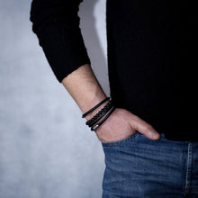 Load image into Gallery viewer, Black Moon - Black Leather &amp; Onyx Bracelets
