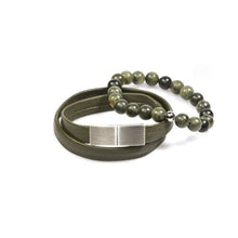 Load image into Gallery viewer, Olive Grove - Luxury Leather &amp; Jasper Bracelets
