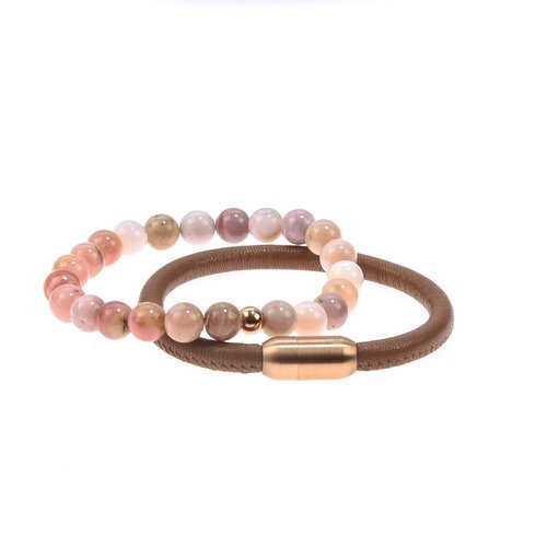 Stability - Brown Leather & Opal Bracelets