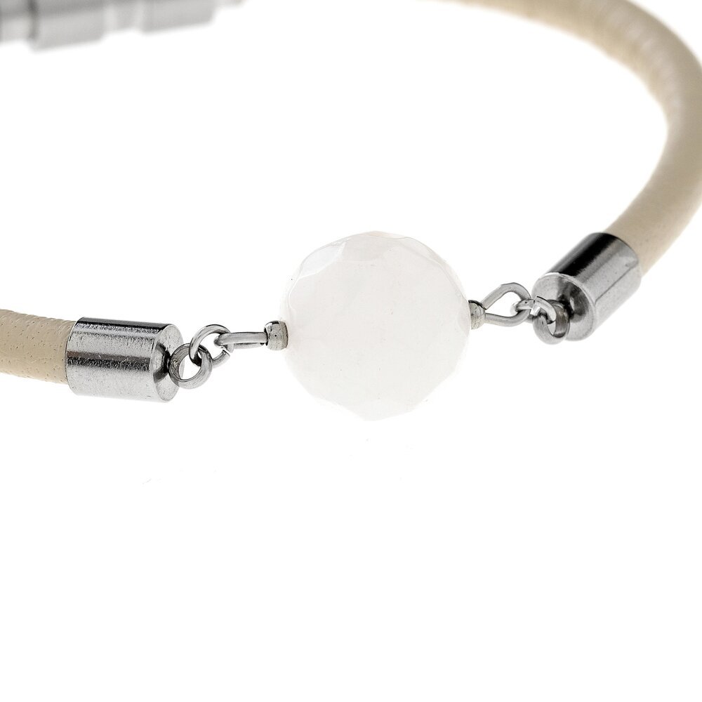 White Love - Nude Leather & White Quartz Bracelet