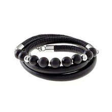 Load image into Gallery viewer, All Black - Leather &amp; Matt Onyx Bracelet
