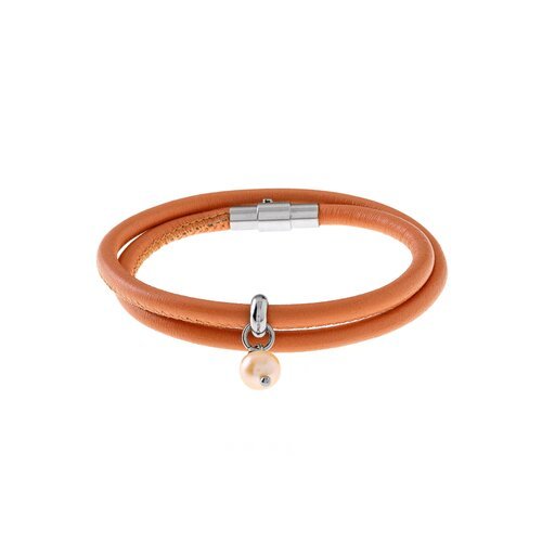 Atlantis Collection - Apricot Leather & Pearl Bracelet