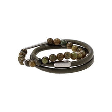 Load image into Gallery viewer, Emerald Forest - Olive Green Leather &amp; Jasper Bracelets
