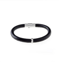 Load image into Gallery viewer, Everyday Collection - Black Leather &amp; Stainless Bracelet
