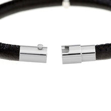 Load image into Gallery viewer, Everyday Collection - Black Leather &amp; Stainless Bracelet
