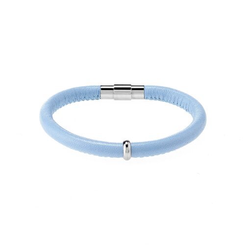 Everyday Collection - Skyblue Leather & Stainless Bracelet