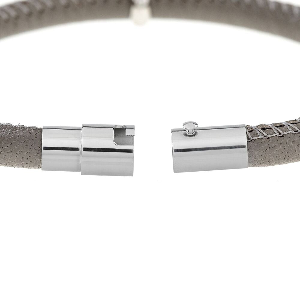 Everyday Collection - Gray Leather & Stainless Bracelet