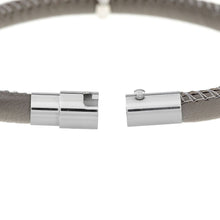 Load image into Gallery viewer, Everyday Collection - Gray Leather &amp; Stainless Bracelet
