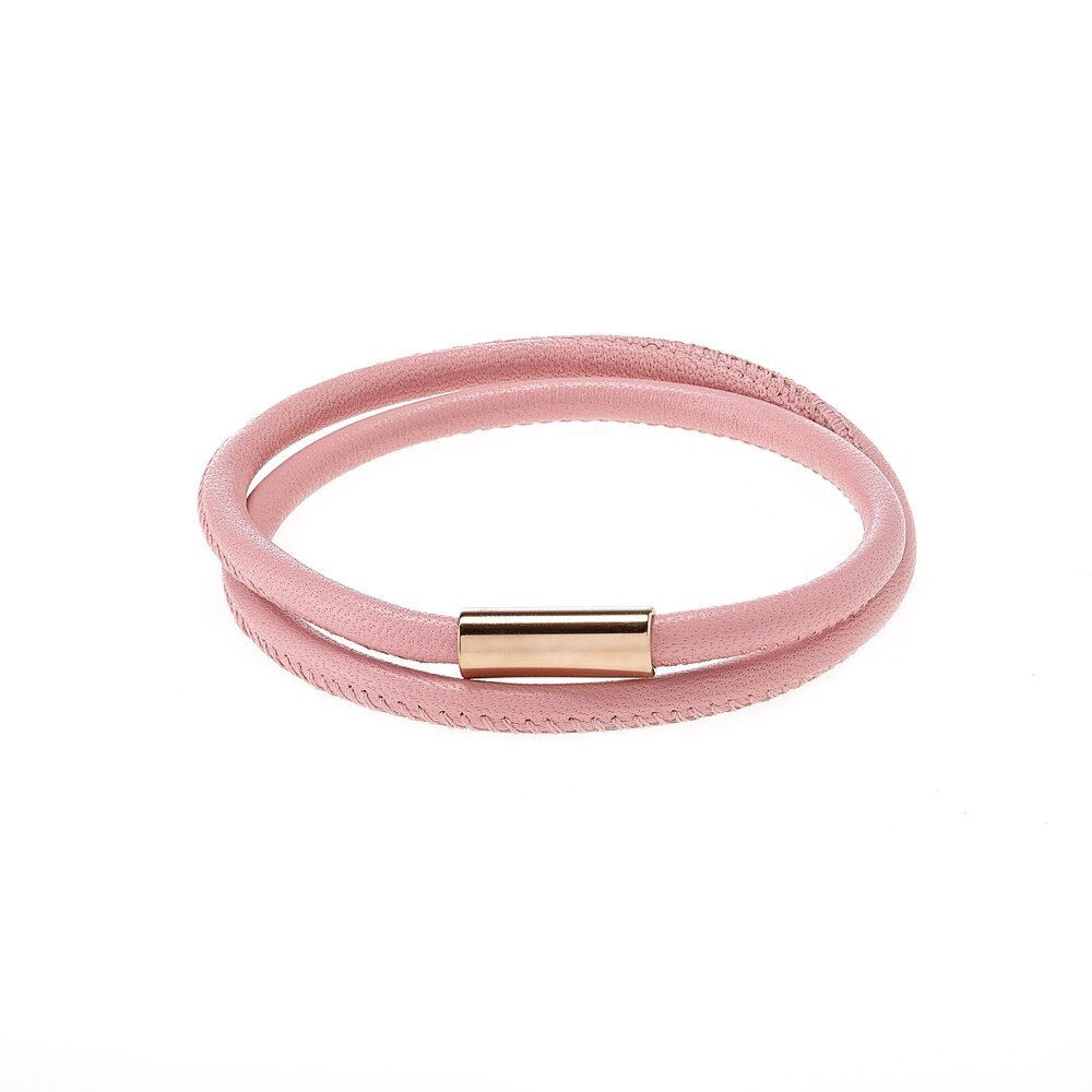 Harmony - Rose Quartz & Pink Leather Bracelet