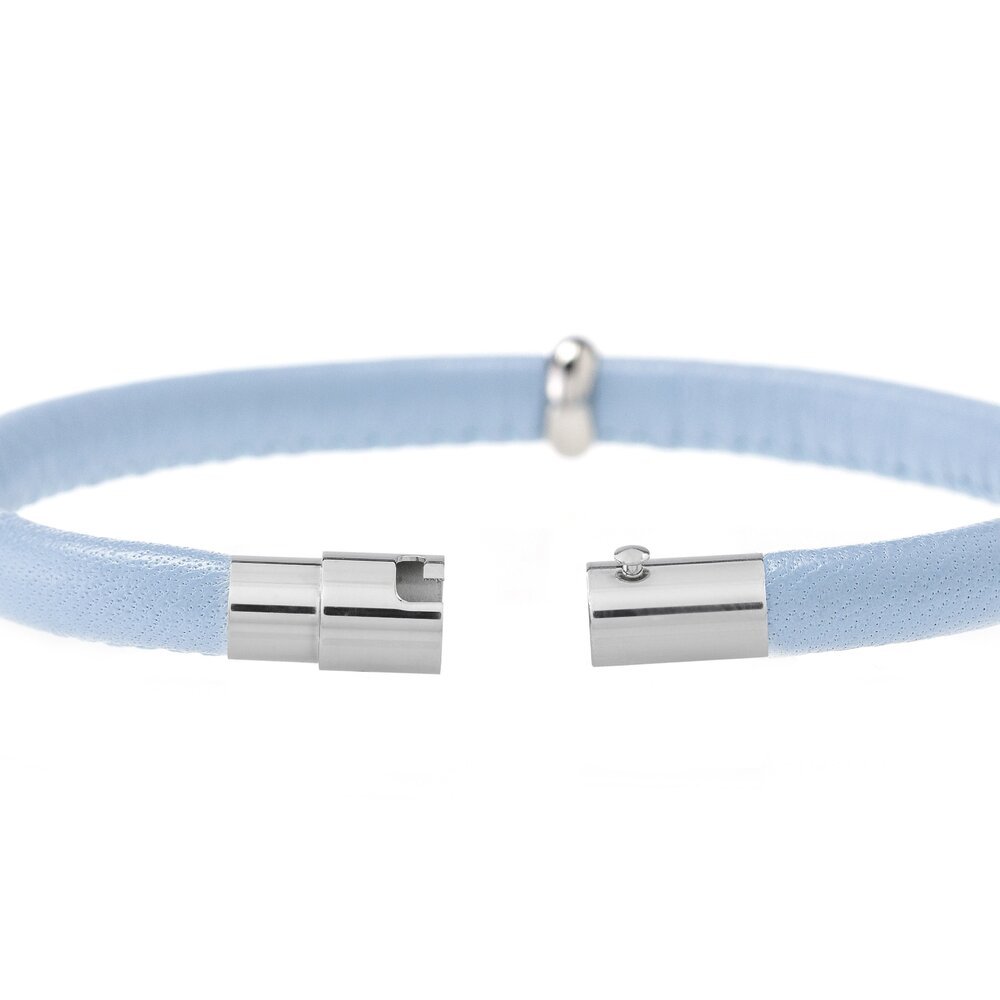 Everyday Collection - Skyblue Leather & Stainless Bracelet